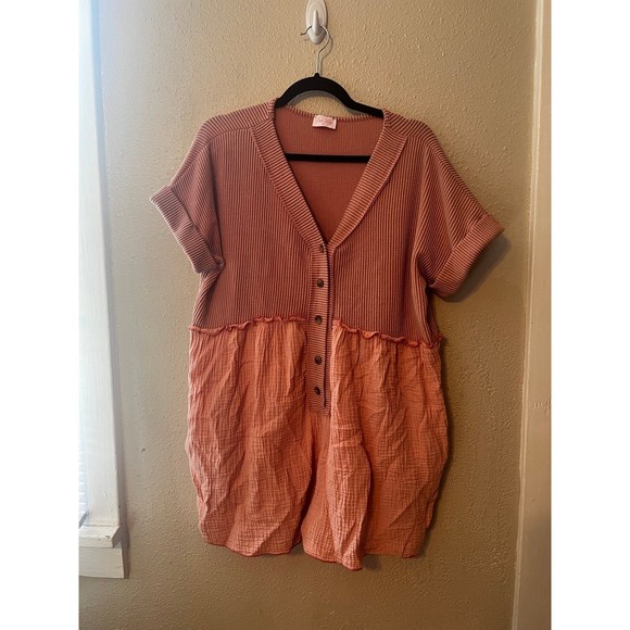 Pink Lily Pants - Pink Lily Pink Oversize Romper Size M